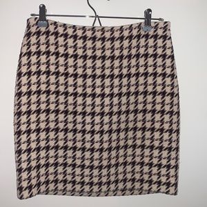 WHBM Tweed Herringbone Skirt - Maroon/Black/Cream